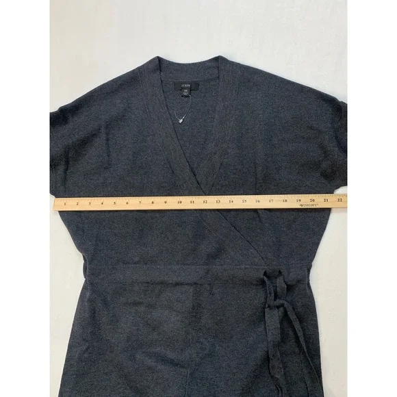 J.‎ Crew Jumpsuit Sweater Charcoal Gray Wrap Knit Merino Wool Cozy Lounge XS - Picture 6 of 9